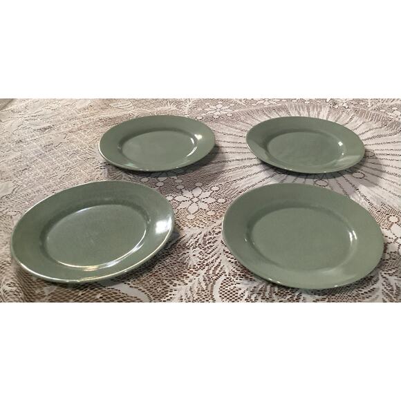 Set of 4 BIA Cordon Bleu Salad Plates Ancien Green Crackle Glaze - Picture 1 of 9